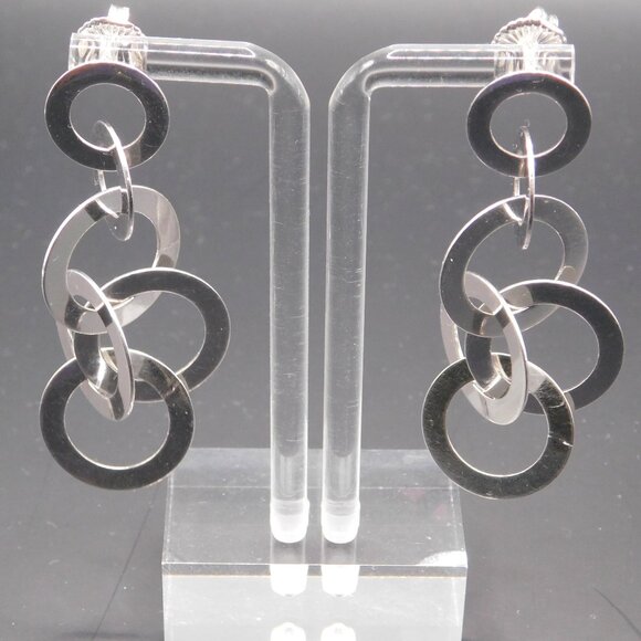 VINTAGE SILVER DROP EARRINGS - Picture 1 of 16